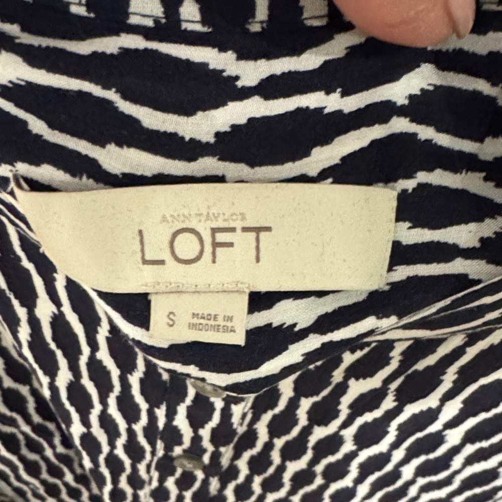 LOFT Black and White Animal Print Blouse